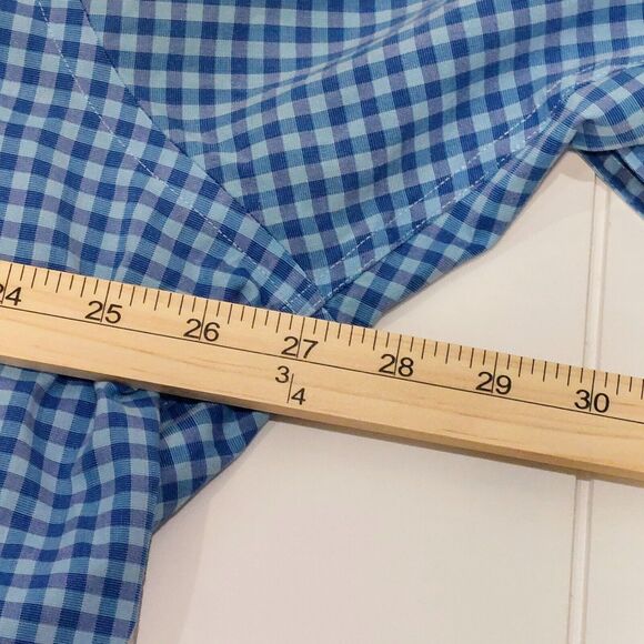 Berkley Jensen Wrinke Free Mens XL (17-17 1/2) Blue Checked Plaid Long Sleeve - Picture 6 of 9
